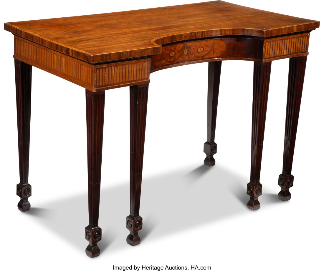 61002: A George III Satinwood Marquetry Mahogany Table,