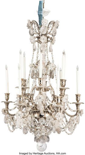 61094&colon; A Louis XVI-Style Twelve-Light Silvered Bronze C