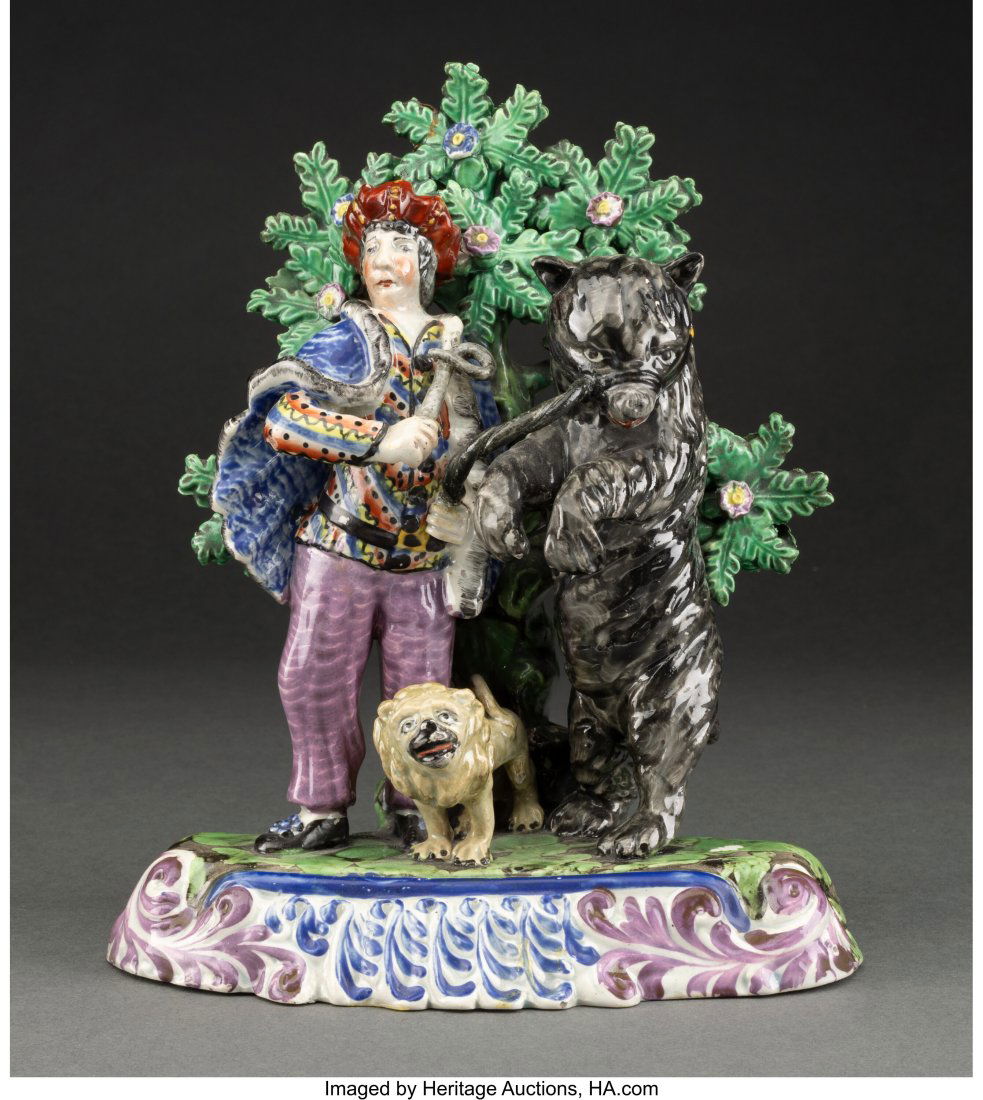 A Staffordshire Pottery Figural Group: Bear-Bait (1 of 3)