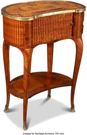 61034&colon; A Louis XV-Style Kingwood and Tulipwood Marquetr