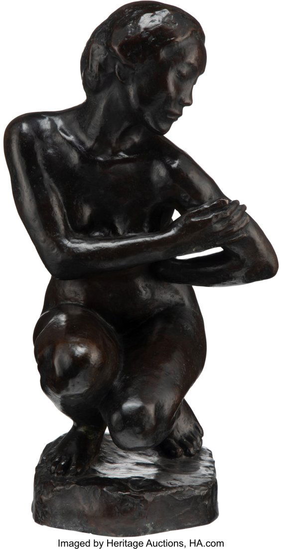 Georg Kolbe (German, 1877-1947) Japanerin, 1911: Georg Kolbe (German, 1877-1947) Japanerin, 1911 Bronze with dark brown patina 18-1/4 x 9-1/2 x 9 inches (46.4 x 24.1 x 22.9 cm) Signed to b