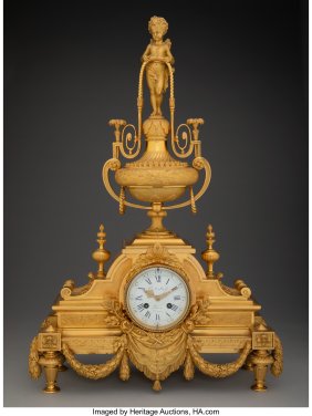 61137&colon; A Fine Gustave J&period; Levy Gilt Bronze Mantel Clock&comma;