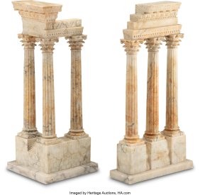 61156&colon; A Pair of Italian Marble Column Grand Tour Table
