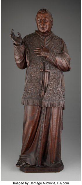 61157&colon; A French Carved Wood Figure&colon; Cardinal Larroque&comma; 