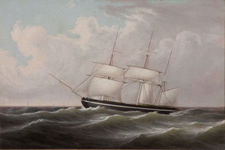 THOMAS BIRCH (American, 1779-1851) Bark Oil on c: THOMAS BIRCH (American, 1779-1851)BarkOil on canvas18 x 27 inches (45.7