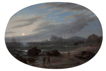 THOMAS BIRCH (American, 1779-1851) Evening Coast: THOMAS BIRCH (American, 1779-1851)Evening Coastal Scene, 1848Oil on canvas<