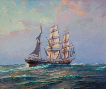 FRANK VINING SMITH (American, 1879-1967) Bark 'C: FRANK VINING SMITH (American, 1879-1967)Bark 'Coriolanus', Last of the Windjammers<