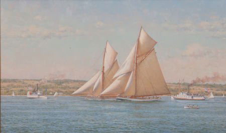 RICHARD K. LOUD (American, b. 1942) Pair of Yach: RICHARD K. LOUD (American, b. 1942)Pair of Yachts RacingOil on canvas14