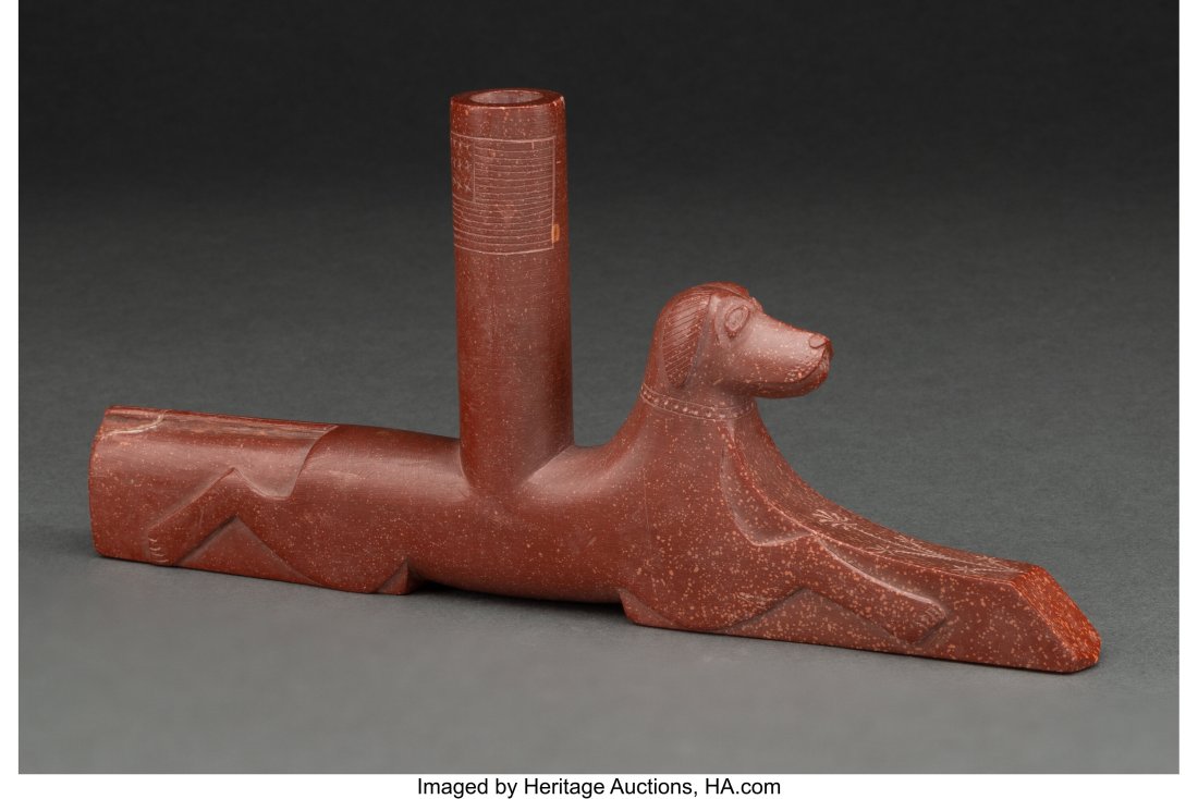 A Sioux Figural Pipe Bowl  c. 1915  Catlinite  L (1 of 3)