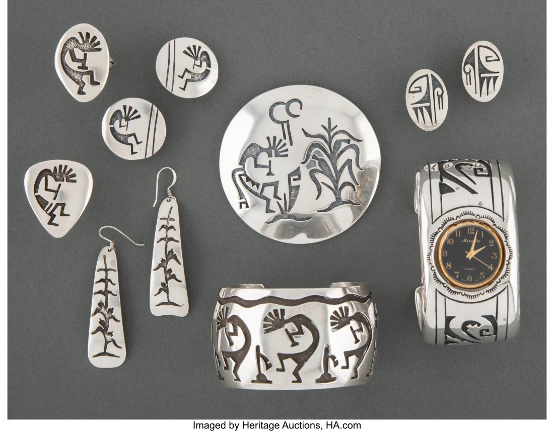 Eight Hopi-Style Jewelry Items   including two c (1 of 2)