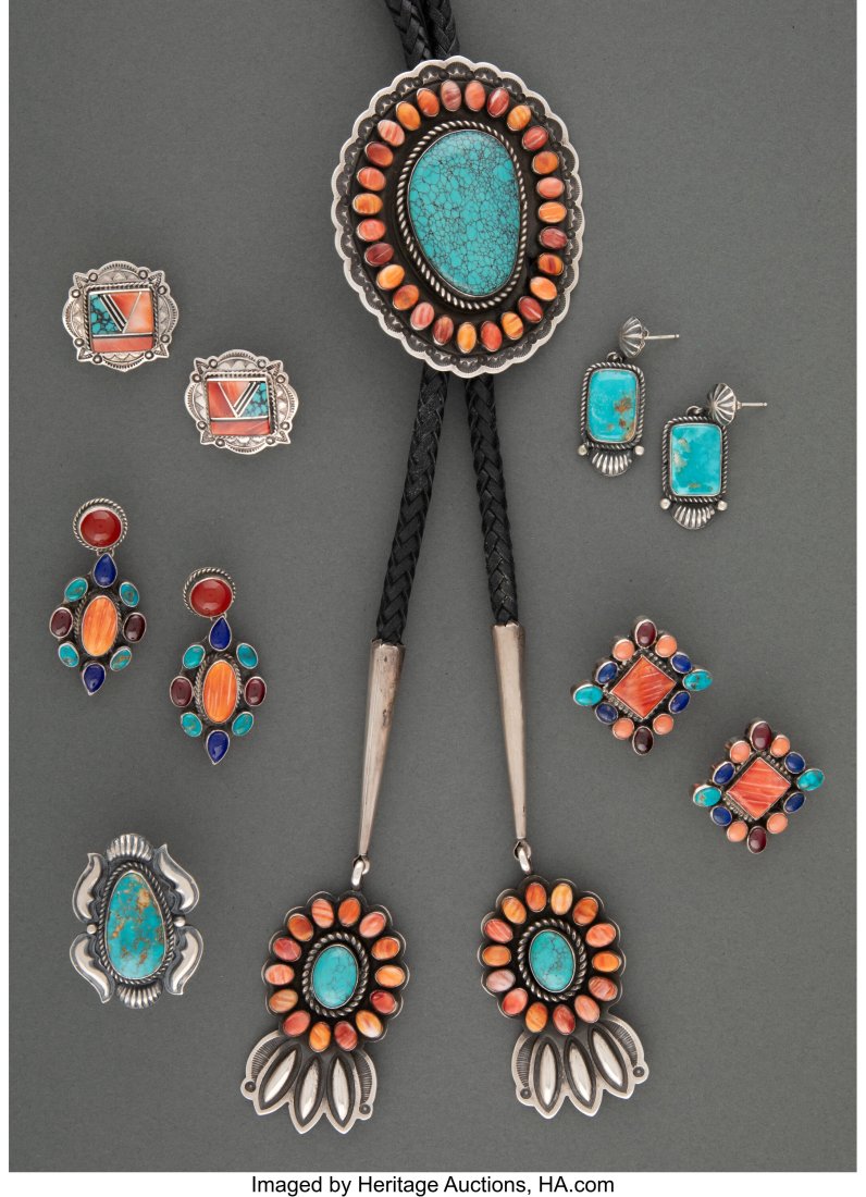 Six Southwest Jewelry Items   including a bolo t (1 of 3)