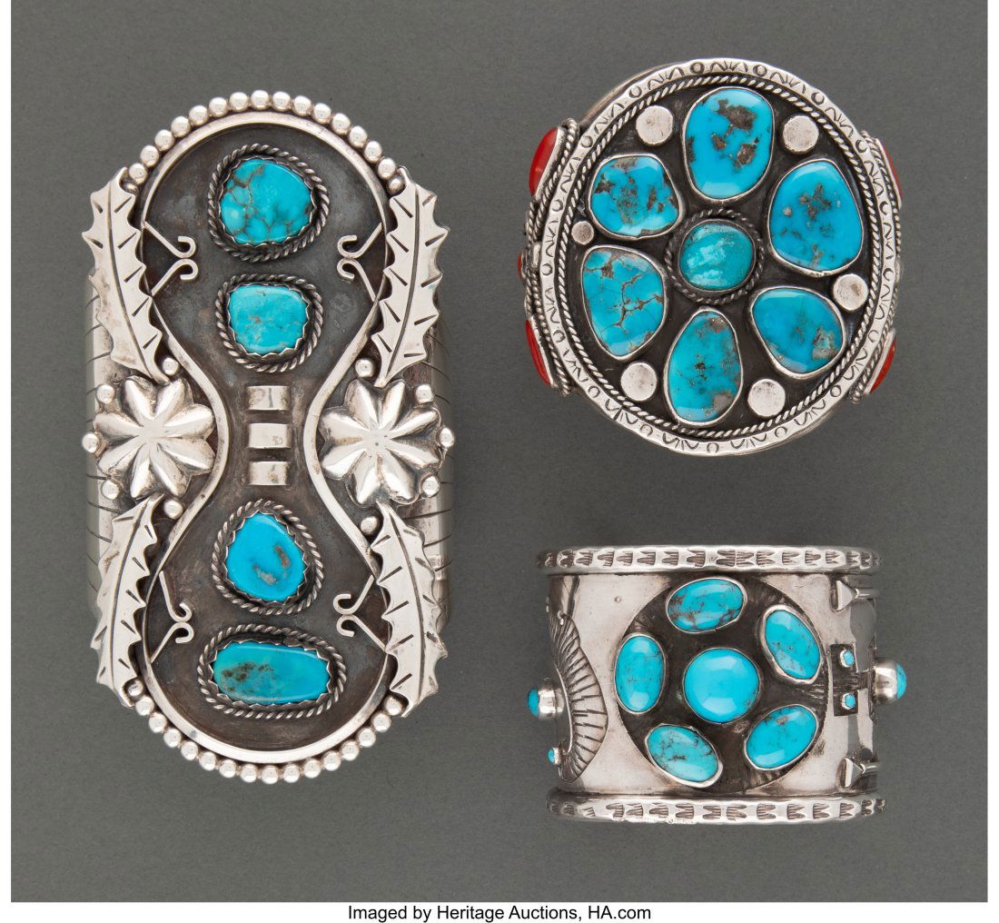 Three Large Southwest Style Bracelets   c. 1970 (1 of 2)