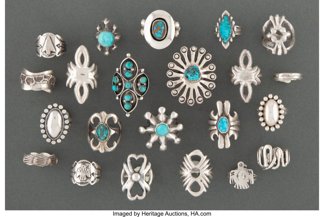 Twenty-two Southwest Rings  c. 1950 - 1980  incl (1 of 2)