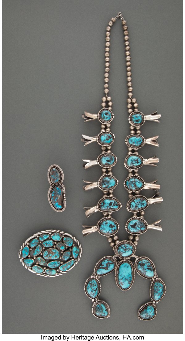 Three Large Navajo Jewelry Items  c. 1970  inclu (1 of 2)