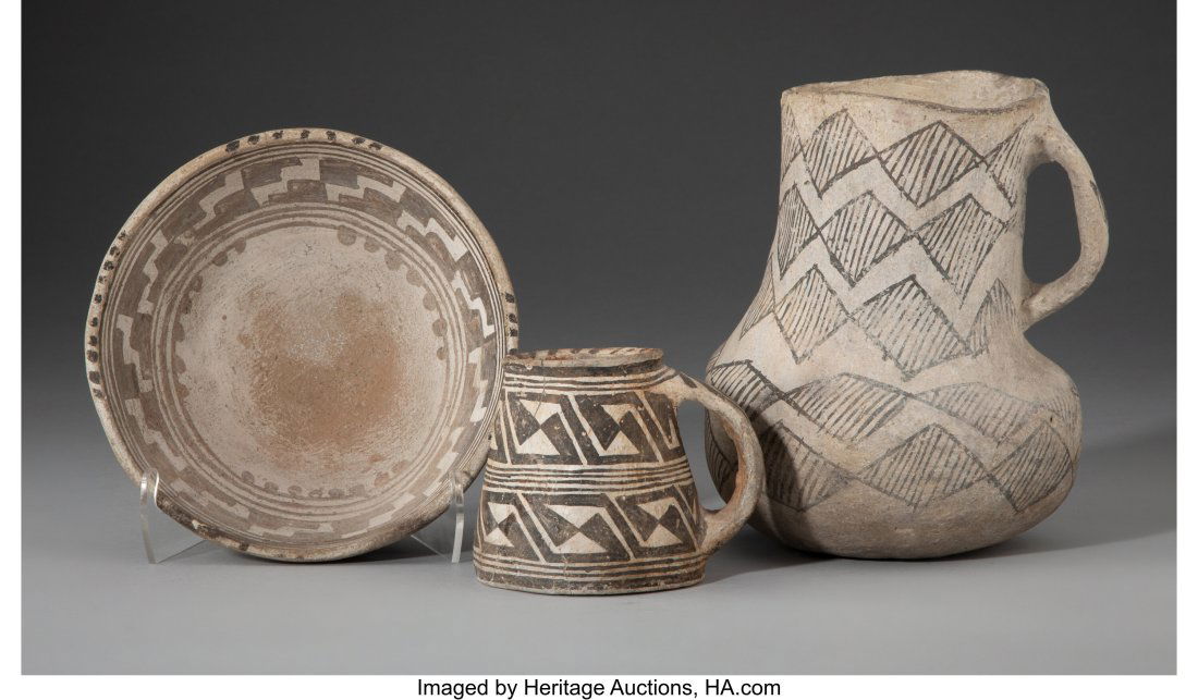 Three Anasazi Black-On-White Vessels  c. 1200 AD (1 of 3)