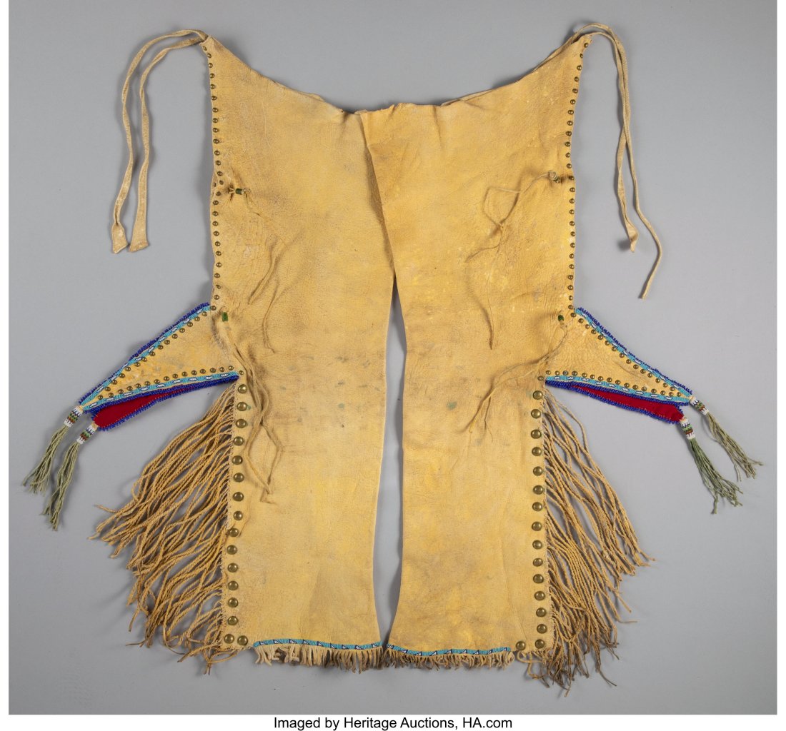 A Pair of Southern Plains Beaded Hide Leggings (1 of 2)