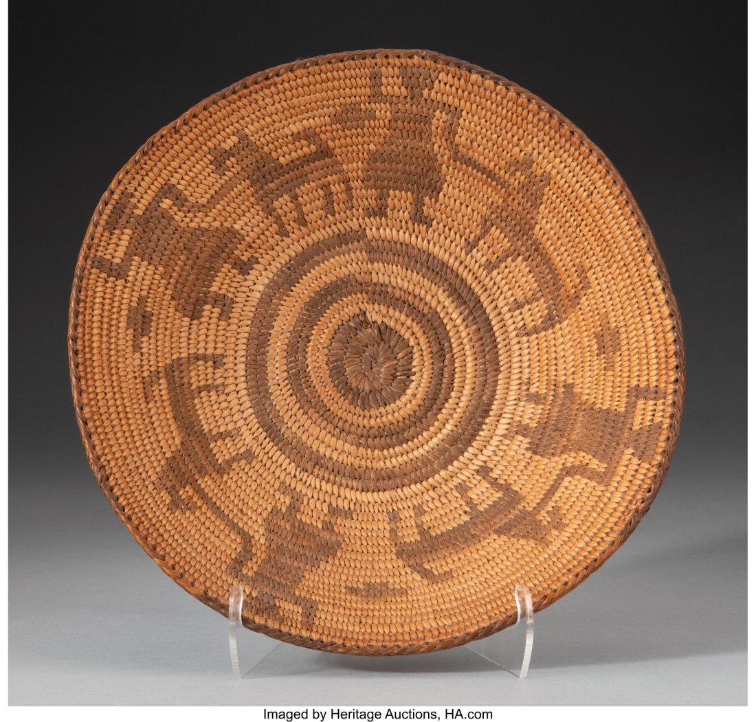 A Papago Coiled Pedestaled Bowl c. 1940 Prove: A Papago Coiled Pedestaled Bowl c. 1940 Provenance: Property from the Esther and Alan Saks Family Collection Diameter: 9 &frac34; inches HID03101062020 © 2024 Heritage
