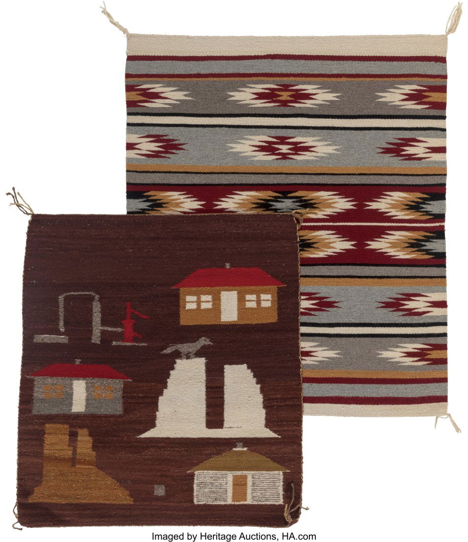 Two Navajo Weavings  c. 1950 and 1960  native ha (1 of 2)