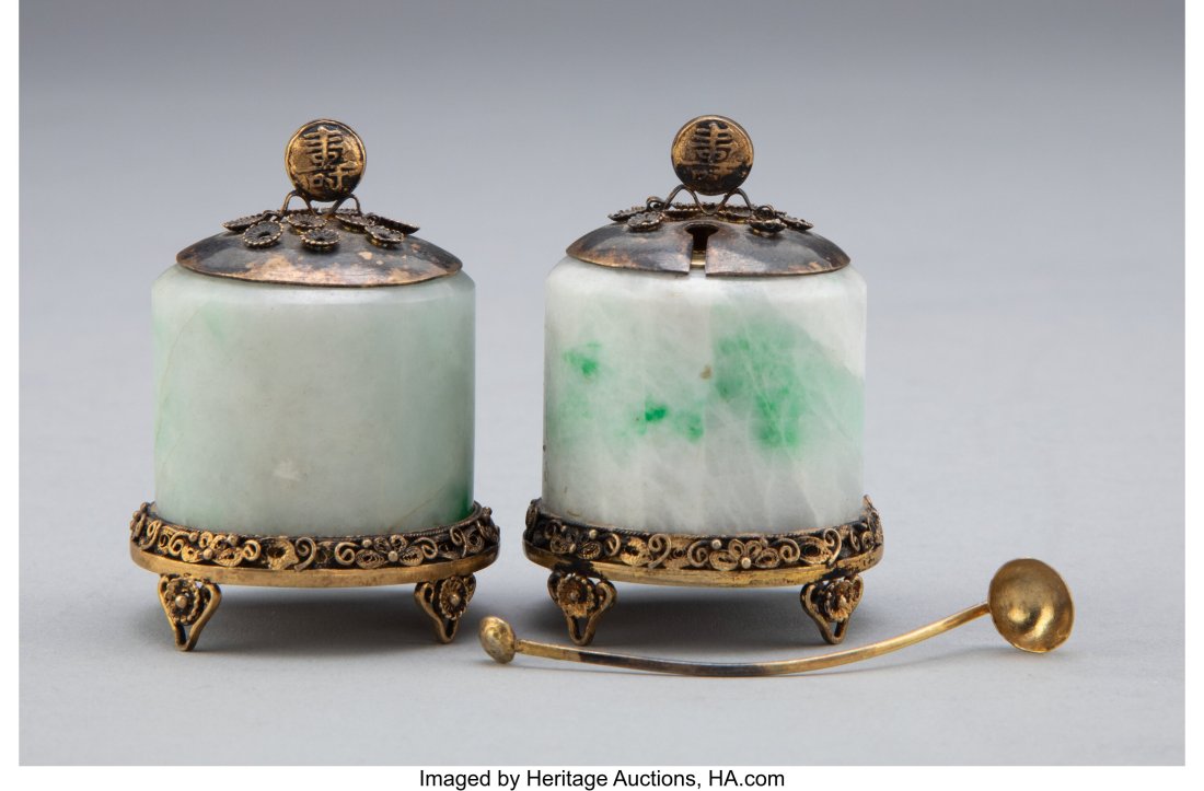 Two Jadeite Archer's Rings Mounted as Water Coup (1 of 3)