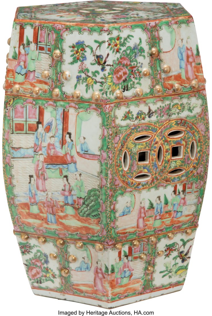 A Chinese Export Rose Medallion Hexagonal Garden Sto (1 of 3)
