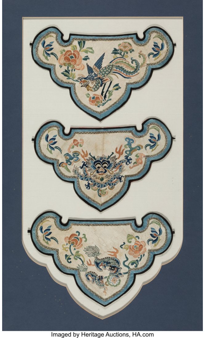 Two Framed Chinese Embroidered Silk Collars 30-1 (1 of 3)