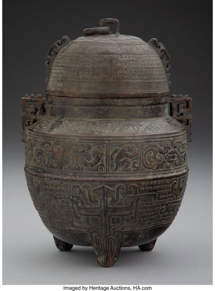 A Chinese Bronze Archaistic-Style Covered Tripod (1 of 2)