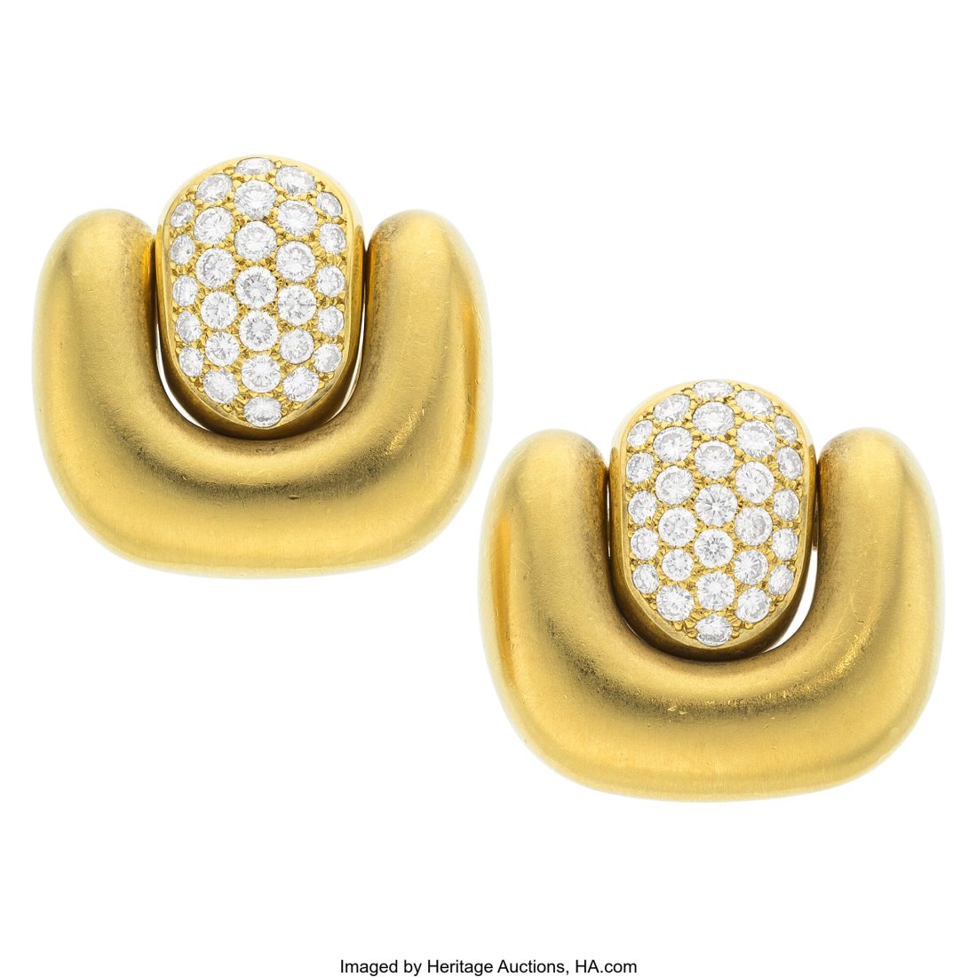 Marlene Stowe Diamond, Gold Earrings Stones: Fu: Marlene Stowe Diamond, Gold Earrings Stones: Full-cut diamonds weighing a total of approximately 1.50 carats Metal: 18k gold Marked: for Marlene Stowe Gross Weight&colon