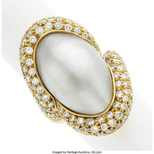 71063&colon; Henry Dunay Mabe Pearl&comma; Diamond&comma; Gold Ring  Ston: Henry Dunay Mabe Pearl&comma; Diamond&comma; Gold Ring Stones&colon; Full-cut diamonds weighing a total of approximately 2&period;40 carats Pearl&colon; Mabe pearl measuring 23&period;50 x 14&period;5