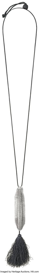 Elsa Peretti for Tiffany & Co. Sterling Silver N: Elsa Peretti for Tiffany & Co. Sterling Silver Necklace, Circa 1980 Element: Silk cord Metal: Sterling silver Marked: for Elsa Peretti for Tiffany & Co. G