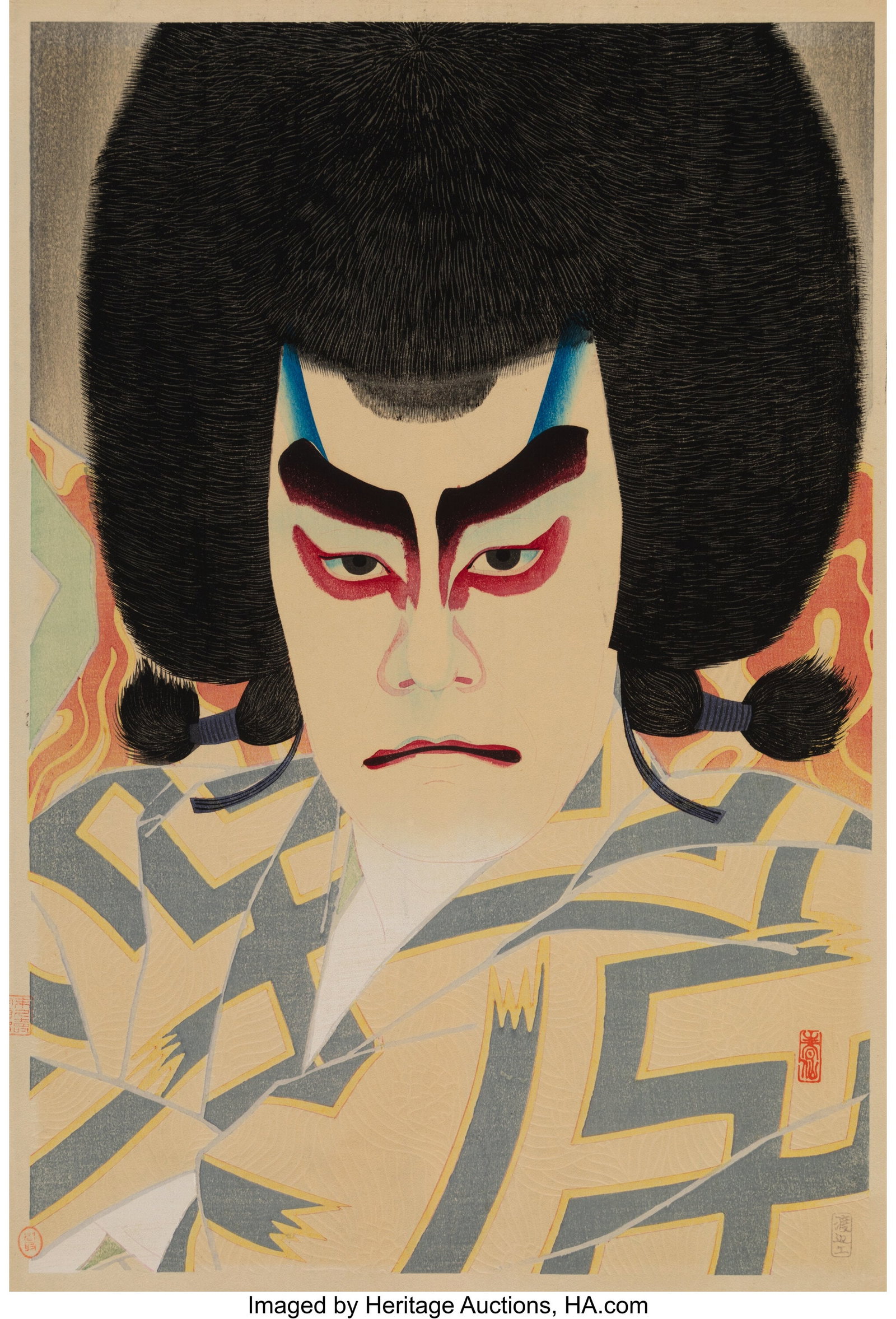 Natori Shunsen (Japanese, 1886-1960) The Actor I: Natori Shunsen (Japanese, 1886-1960) The Actor Ichikawa Sadanji II As Narukami Shonin, from the series A Collection of Portraits by Shunsen (Shunsen Nigaoe shu),