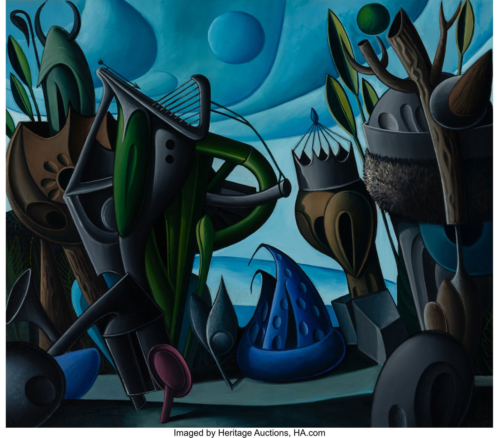 Valton Tyler (American, 1944-2017) Samuel Blesse: Valton Tyler (American, 1944-2017) Samuel Blesses David Oil on canvas 42 x 48 inches (106.7 x 121.9 cm) Signed lower left: Valton PROVENANCE: Privat