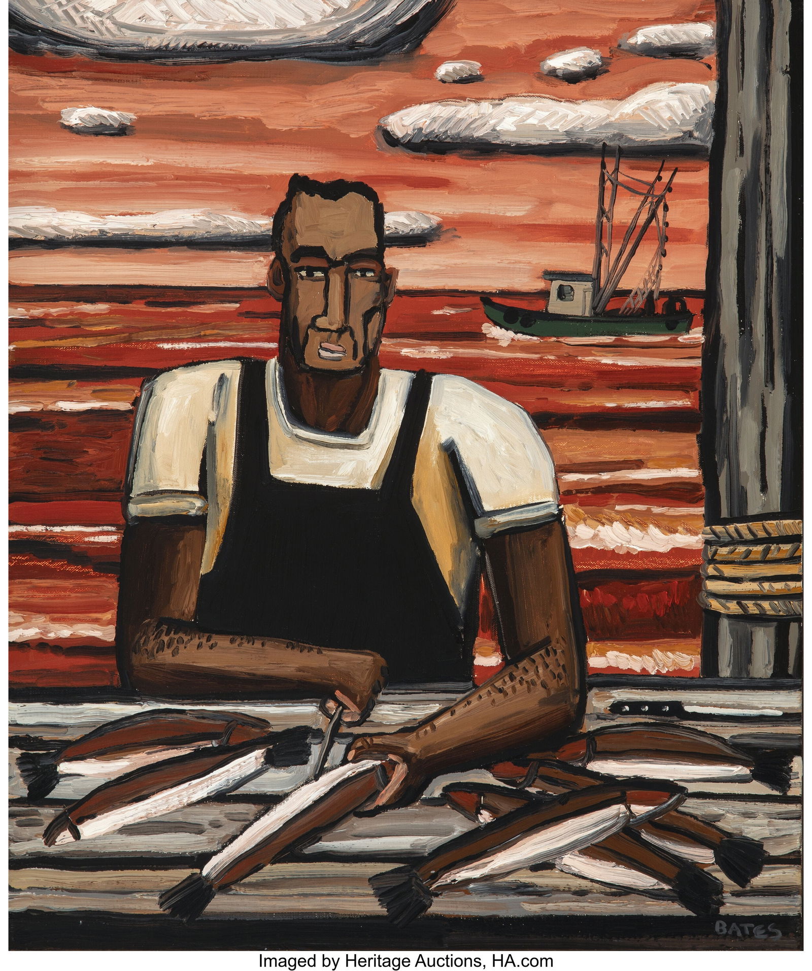 David Bates (American, b. 1952) Specks, 1990 Oil: David Bates (American, b. 1952) Specks, 1990 Oil on canvas 24 x 20 inches (61.0 x 50.8 cm) Signed lower right: Bates Signed, dated&comm