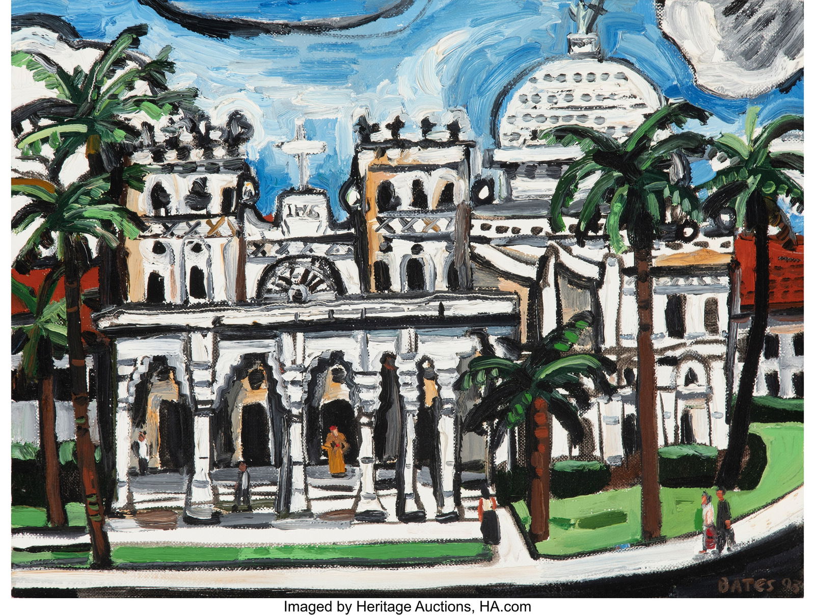 David Bates (American, b. 1952) Sacred Heart Chu: David Bates (American, b. 1952) Sacred Heart Church, Galveston, 1993 Oil on canvas 18 x 24 inches (45.7 x 61.0 cm) Signed and dated lower rig