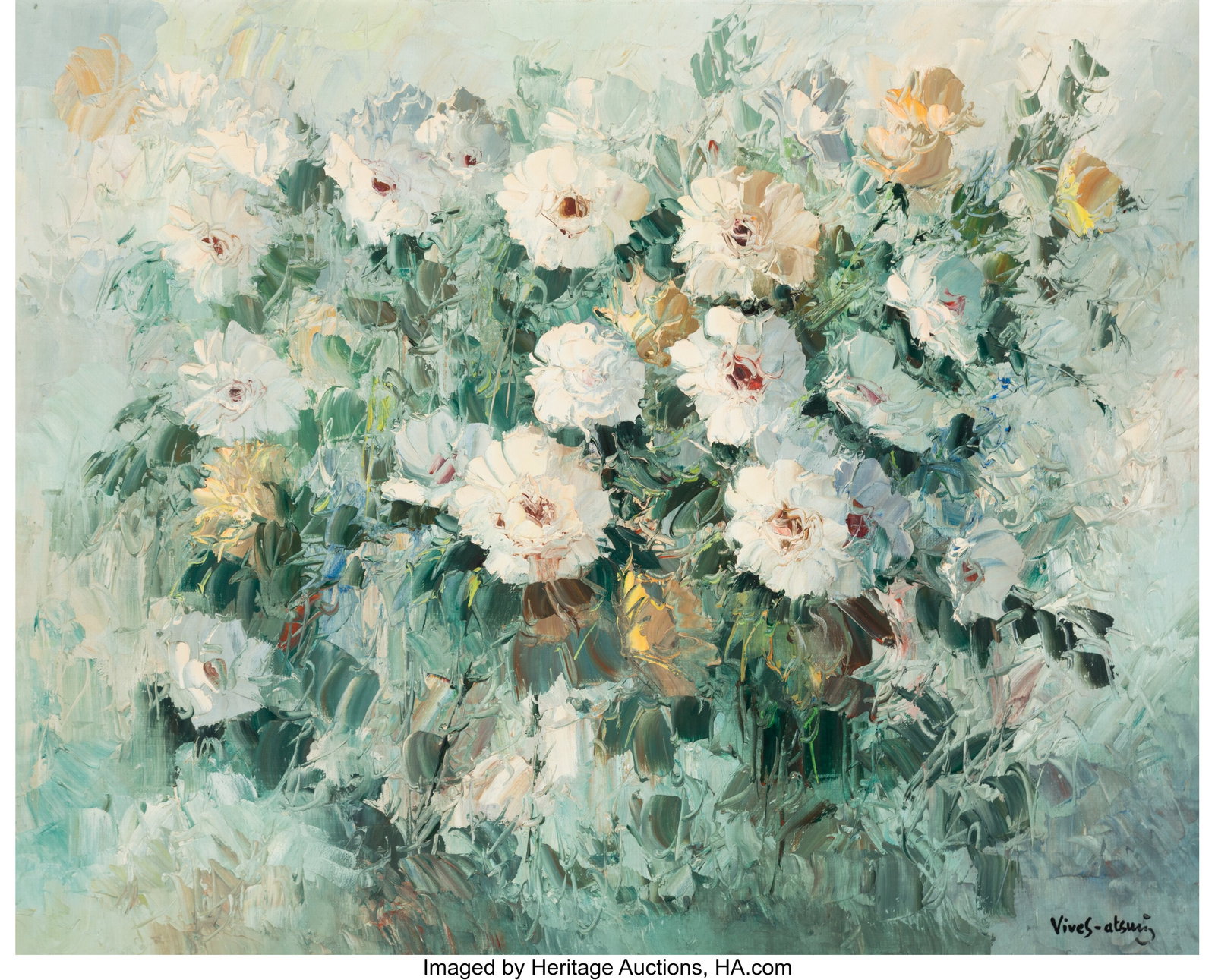 José Vives-Atsara (Spanish/American, 1919-2004): José Vives-Atsara (Spanish/American, 1919-2004) Roses, 1969 Oil on canvas 24 x 30 inches (61.0 x 76.2 cm) Signed lower right: Vives-Atsar
