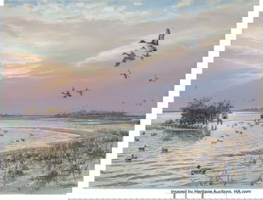 75105&colon; Herb Booth &lpar;American&comma; b&period; 1942&rpar; Hunting Watercolo