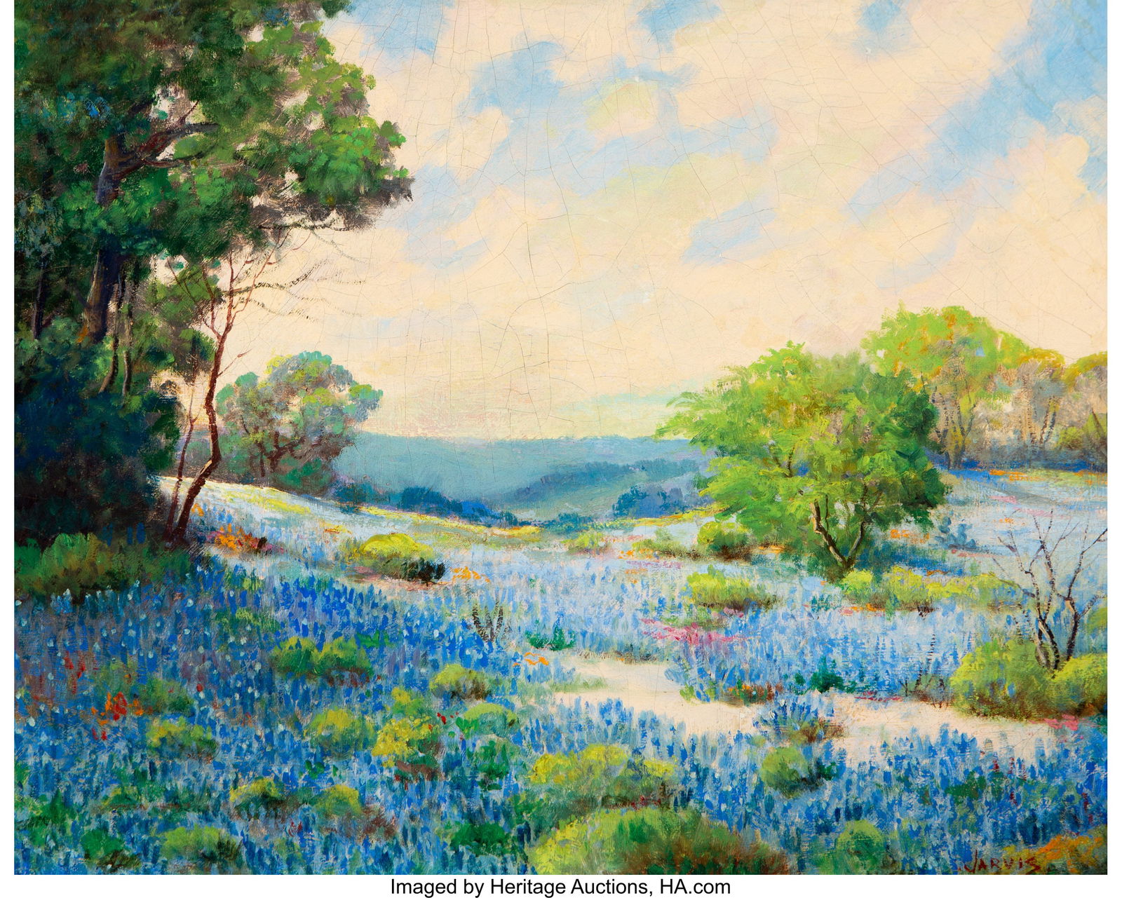 William Frederick Jarvis (American, 1898-1966) B: William Frederick Jarvis (American, 1898-1966) Bluebonnets Oil on canvas 16 x 20 inches (40.6 x 50.8 cm) Signed lower right: Jarvis PROVENANCE: Priv