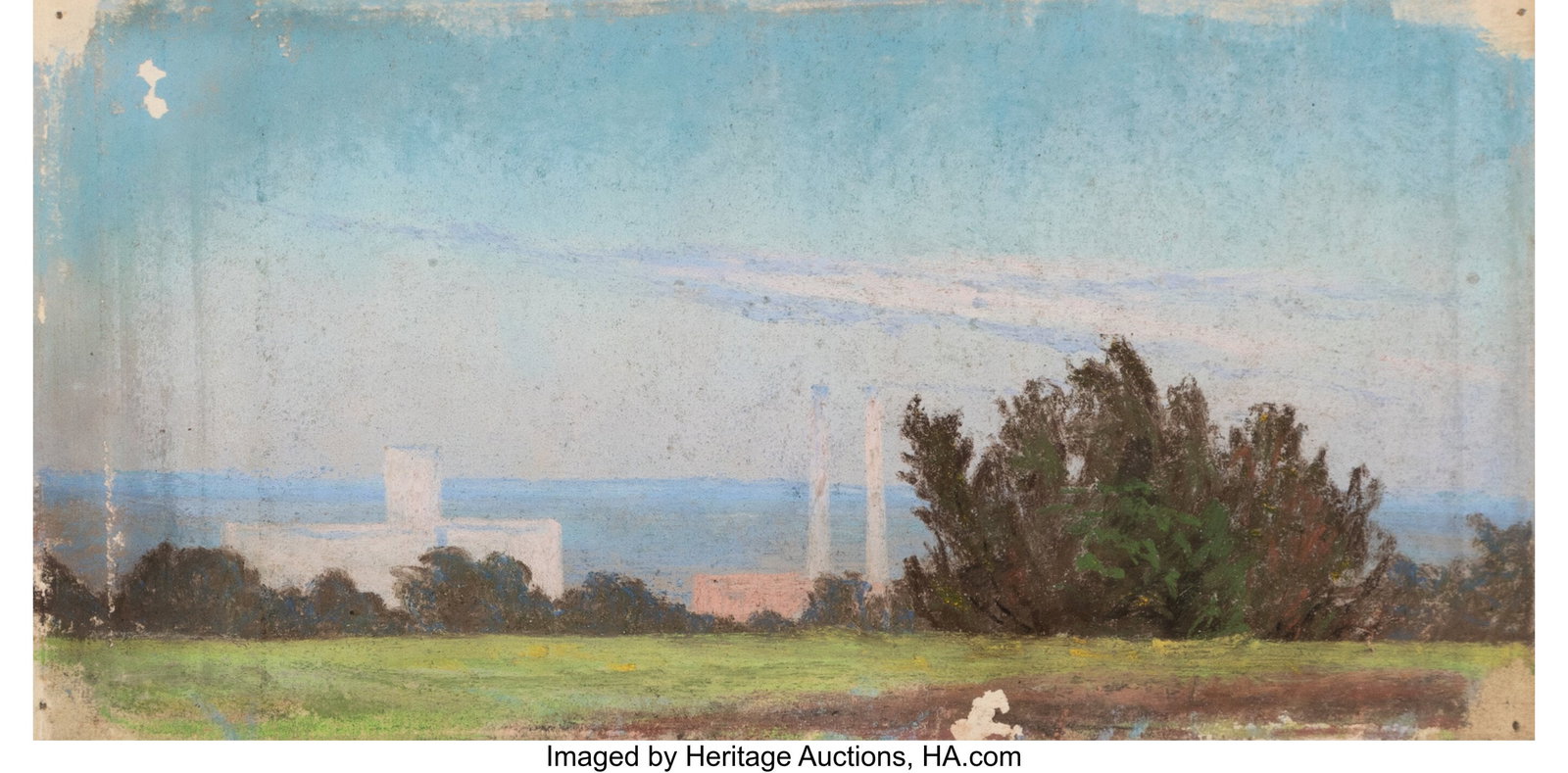 Josephine Oliver (American, 1908-1991) Untitled : Josephine Oliver (American, 1908-1991) Untitled (Possibly Fort Worth) Pastel on paper 4-1/8 x 8-1/2 inches (10.5 x 21.6 cm) (sheet) 