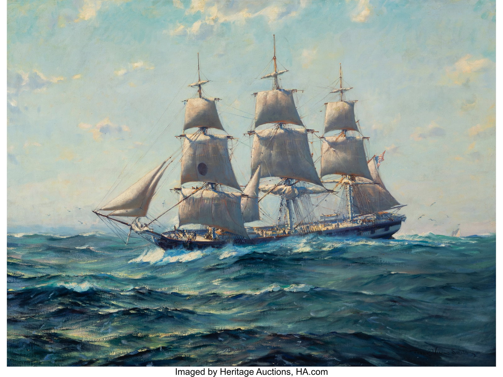 Frank Vining Smith (American, 1879-1967) The Bla: Frank Vining Smith (American, 1879-1967) The Black Ball Packet Oil on canvas 30 x 40 inches (76.2 x 101.6 cm) Signed lower right: Frank Vining Smith Title