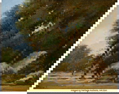 Robert Maione (American, 1932-1987) Haystacks Oi: Robert Maione (American, 1932-1987) Haystacks Oil on canvas 7-1/2 x 9-1/2 inches (19.1 x 24.1 cm) (sight) Signed lower left: Maione 