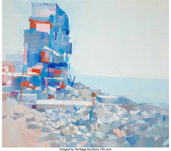 Nicola Simbari (Italian, 1927-2012) Pozzuoli in: Nicola Simbari (Italian, 1927-2012) Pozzuoli in August, 1966 Oil on canvas 39-1/2 x 43-1/2 inches (100.3 x 110.5 cm) Signed and dated lower