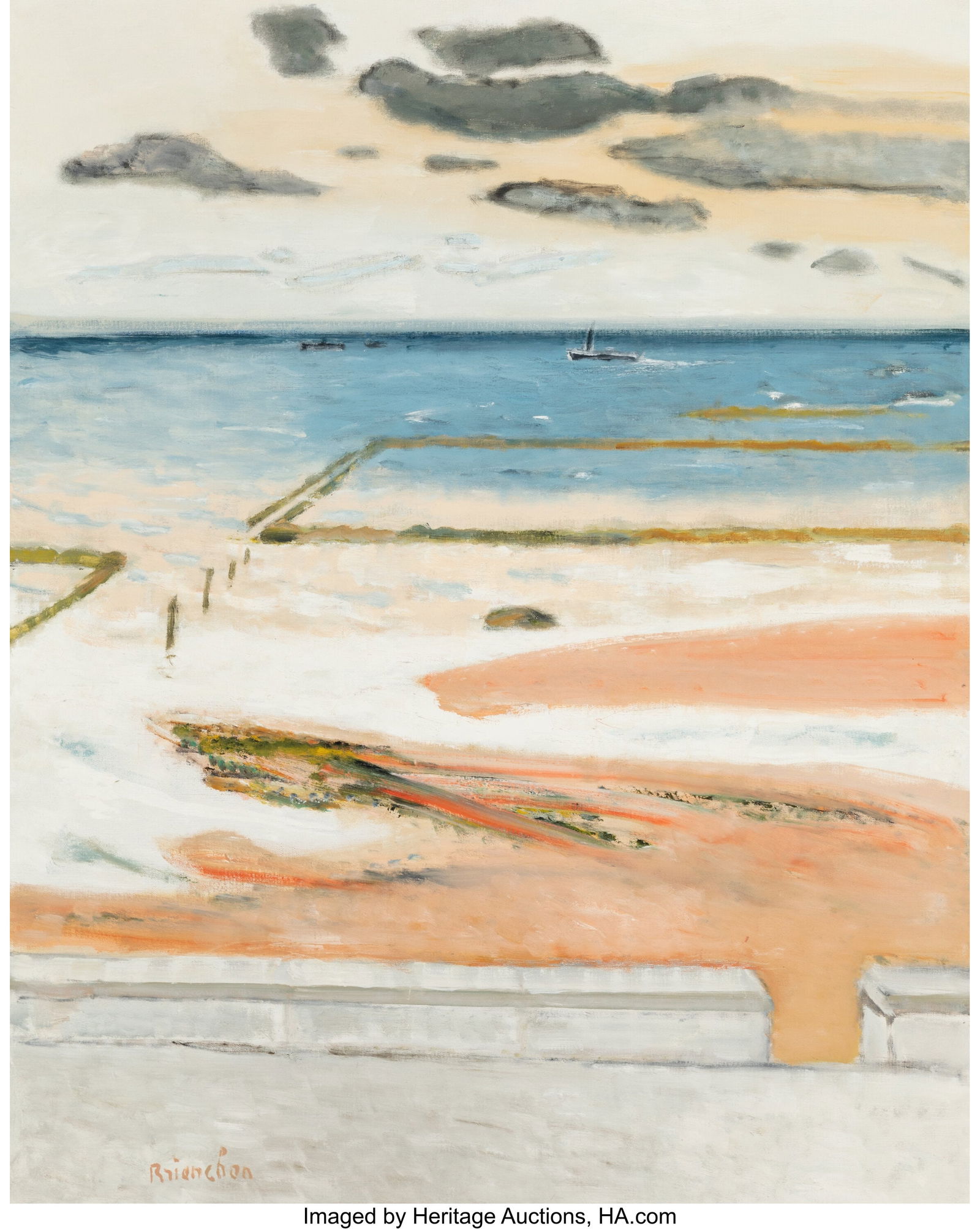 Maurice Brianchon (French, 1899-1979) Les parc a: Maurice Brianchon (French, 1899-1979) Les parc au huîtres Oil on canvas 32 x 25-3/4 inches (81.3 x 65.4 cm) Signed lower left: Brianchon PROVENA