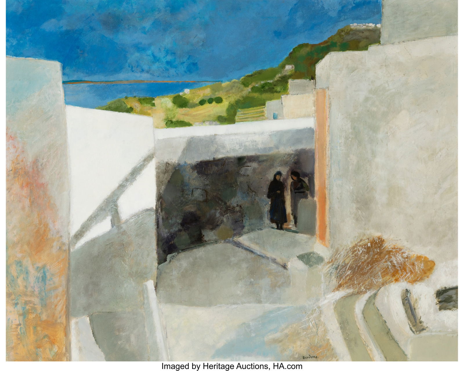 Guy Bardone (French, 1927-2015) Sardinia Oil on: Guy Bardone (French, 1927-2015) Sardinia Oil on canvas 51-1/2 x 64 inches (130.8 x 162.6 cm) Signed lower right: Bardone PROVENANCE: Findlay Gal