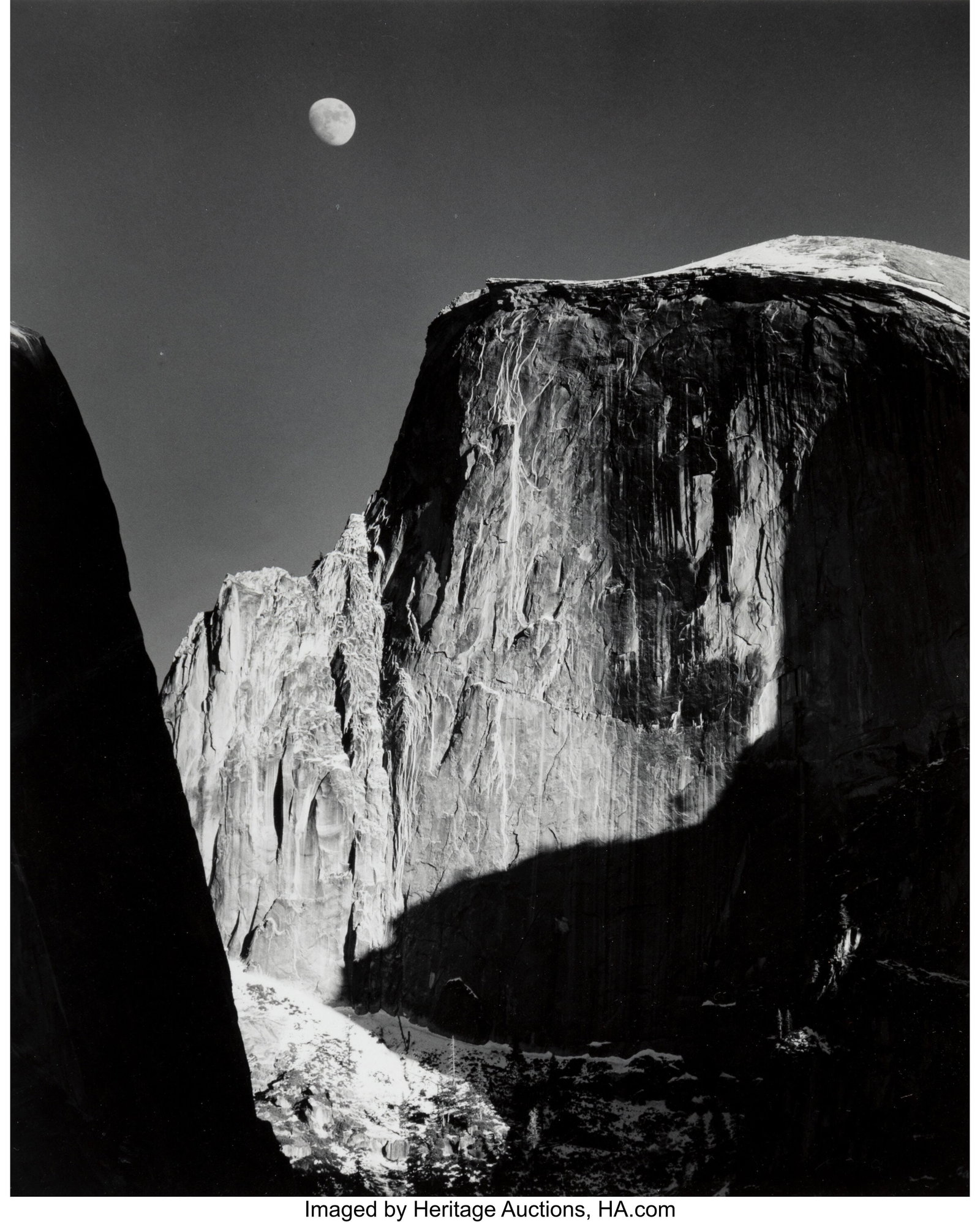Ansel Adams (American, 1902-1984) Moon and Half : Ansel Adams (American, 1902-1984) Moon and Half Dome, 1960 Gelatin silver print, printed later 9-5/8 x 7-1/2 inches (24.4 x 19.1 cm) (i