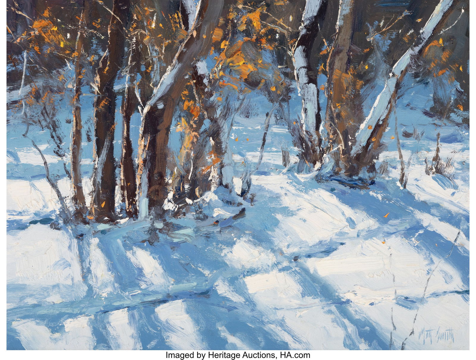 Matt Smith (American, b. 1960) That First Snow O: Matt Smith (American, b. 1960) That First Snow Oil on canvasbaord 12 x 16 inches (30.5 x 40.6 cm) Signed lower right: Matt Smith Signed, date
