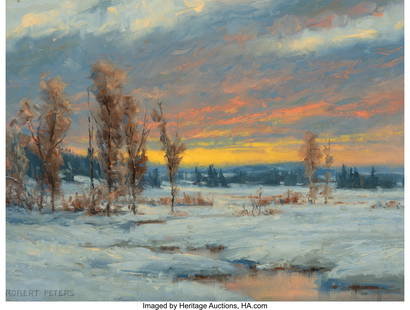 46131: Robert Peters (American, b. 1960) Winter Glory O: Robert Peters (American, b. 1960) Winter Glory Oil on canvas laid on board 9 x 12 inches (22.9 x 30.5 cm) Signed lower left: Robert Peters Signed a