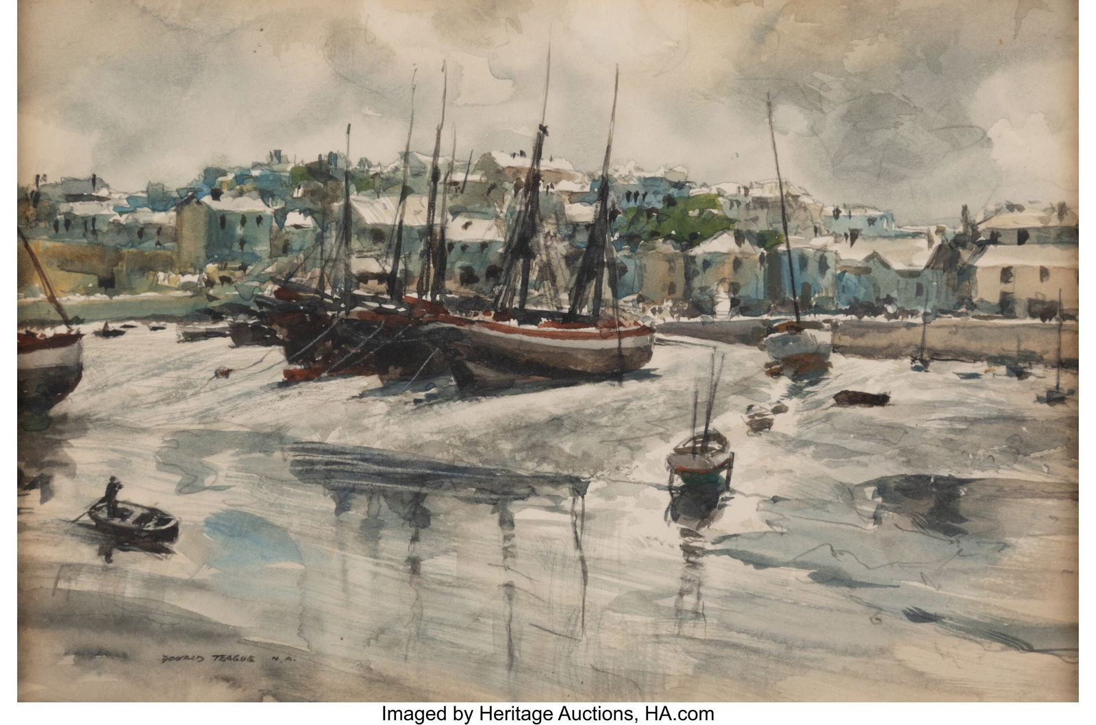 Donald Teague (American, 1897-1991) Low-Tide, Br: Donald Teague (American, 1897-1991) Low-Tide, Brixham Watercolor and pencil on paper 6 x 9 inches (15.2 x 22.9 cm) (sight) Signed and inscribed