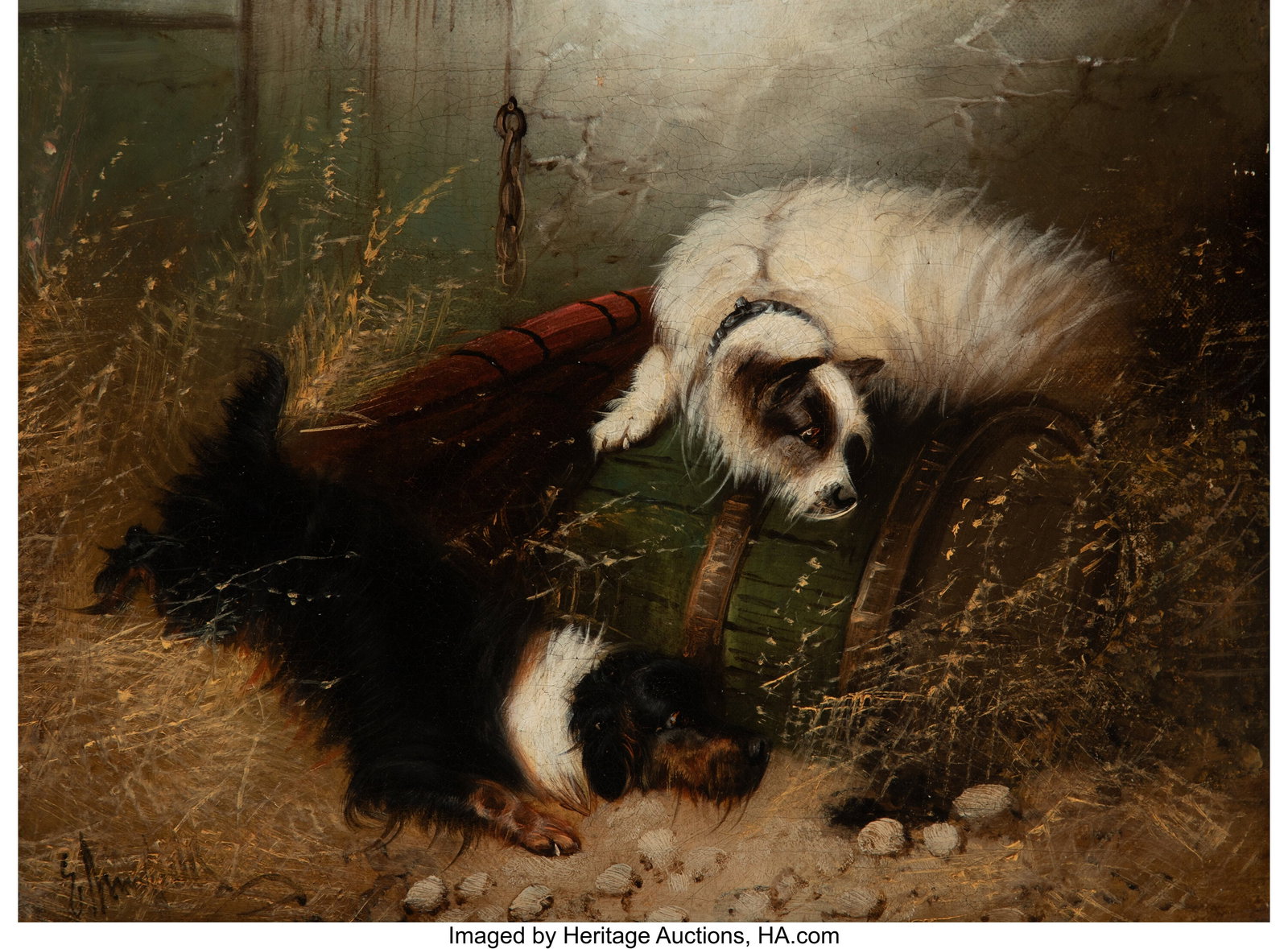 Edward Armfield (British, 1817-1896) A sharp loo: Edward Armfield (British, 1817-1896) A sharp lookout Oil on canvas 12 x 16 inches (30.5 x 40.6 cm) Signed lower left: E. Armfield Titled on the str