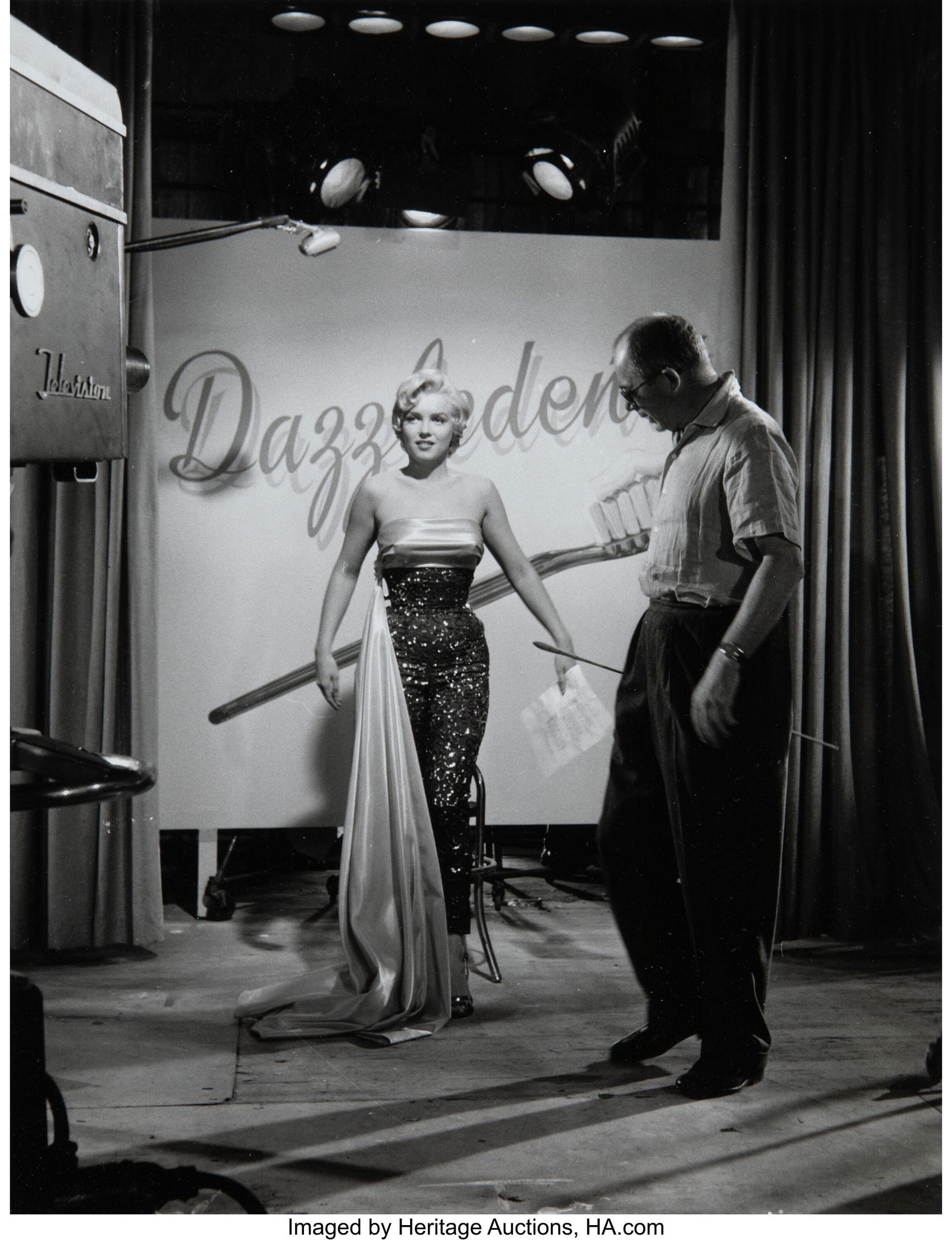 Sam Shaw (American, 1912-1999) Marilyn Monroe fo: Sam Shaw (American, 1912-1999) Marilyn Monroe for Dazzle Dental, circa 1956 Gelatin silver print, printed later 13-1/2 x 10-3/4 inches (34.3 x 27&period