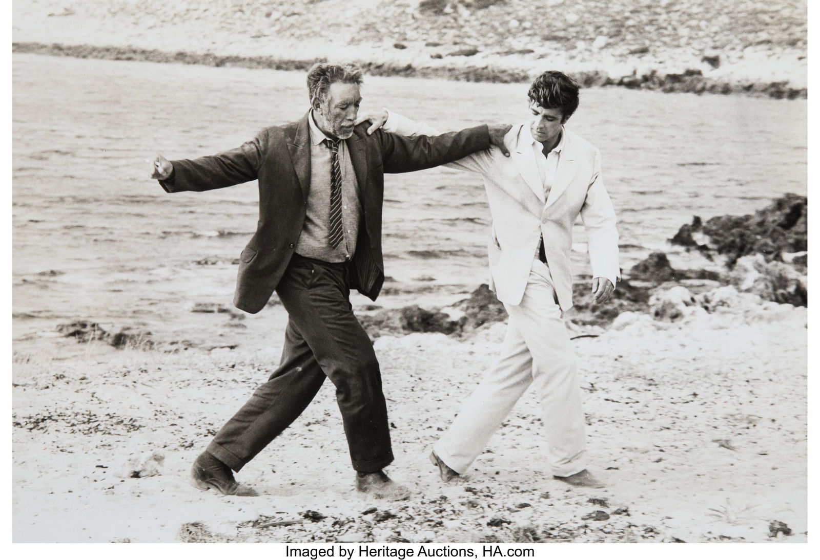 Sam Shaw (American, 1912-1999) Anthony Quinn and: Sam Shaw (American, 1912-1999) Anthony Quinn and Alan Bates in the film adaptation of Zorba the Greek, 1964 Gelatin silver print, printed later 9-1/4 x 13-1/2 inche