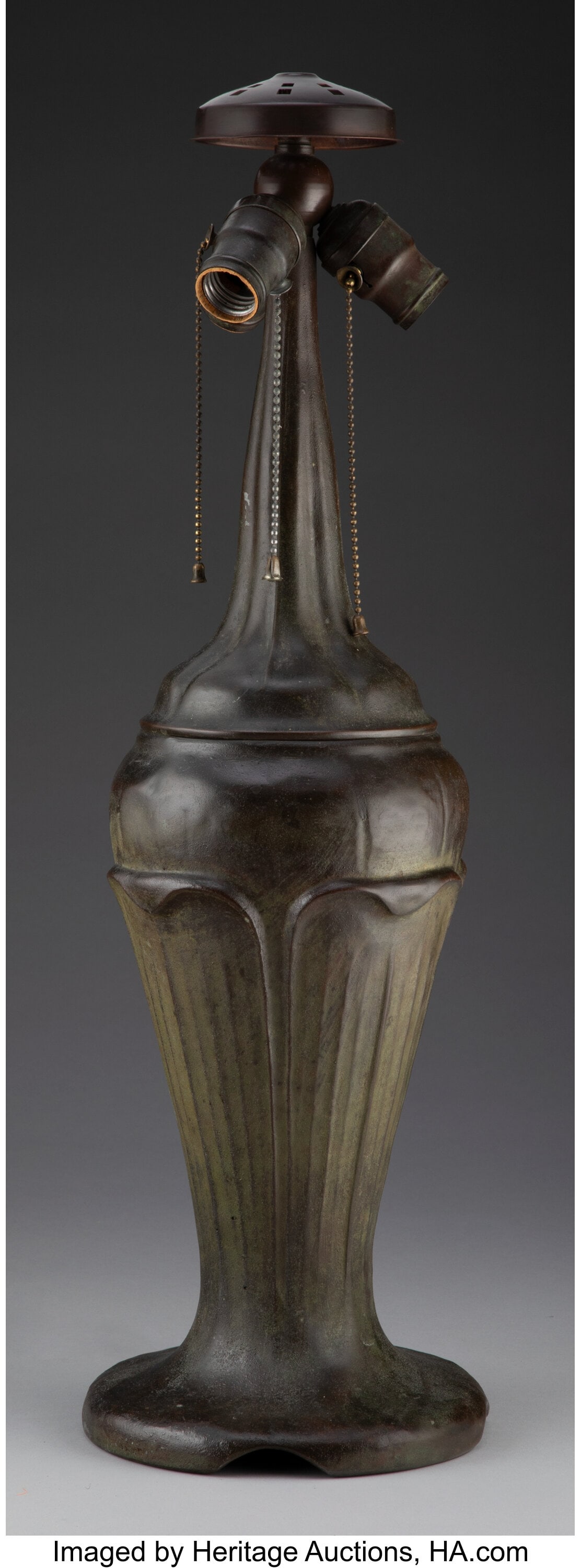 A Handel Patinated Metal Lamp Base, circa 1910 M (1 of 3)